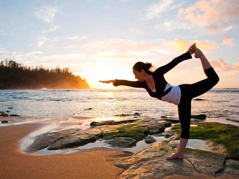 Try some yoga by the beach